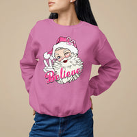 Believe Christmas Vintage Pink Santa Claus Sweatshirt - Wonder Print Shop