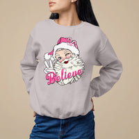 Believe Christmas Vintage Pink Santa Claus Sweatshirt - Wonder Print Shop