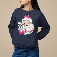 Believe Christmas Vintage Pink Santa Claus Sweatshirt - Wonder Print Shop