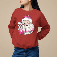 Believe Christmas Vintage Pink Santa Claus Sweatshirt - Wonder Print Shop