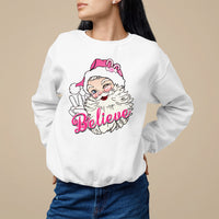 Believe Christmas Vintage Pink Santa Claus Sweatshirt - Wonder Print Shop