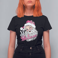 Believe Christmas Vintage Pink Santa Claus T Shirt For Women - Wonder Print Shop