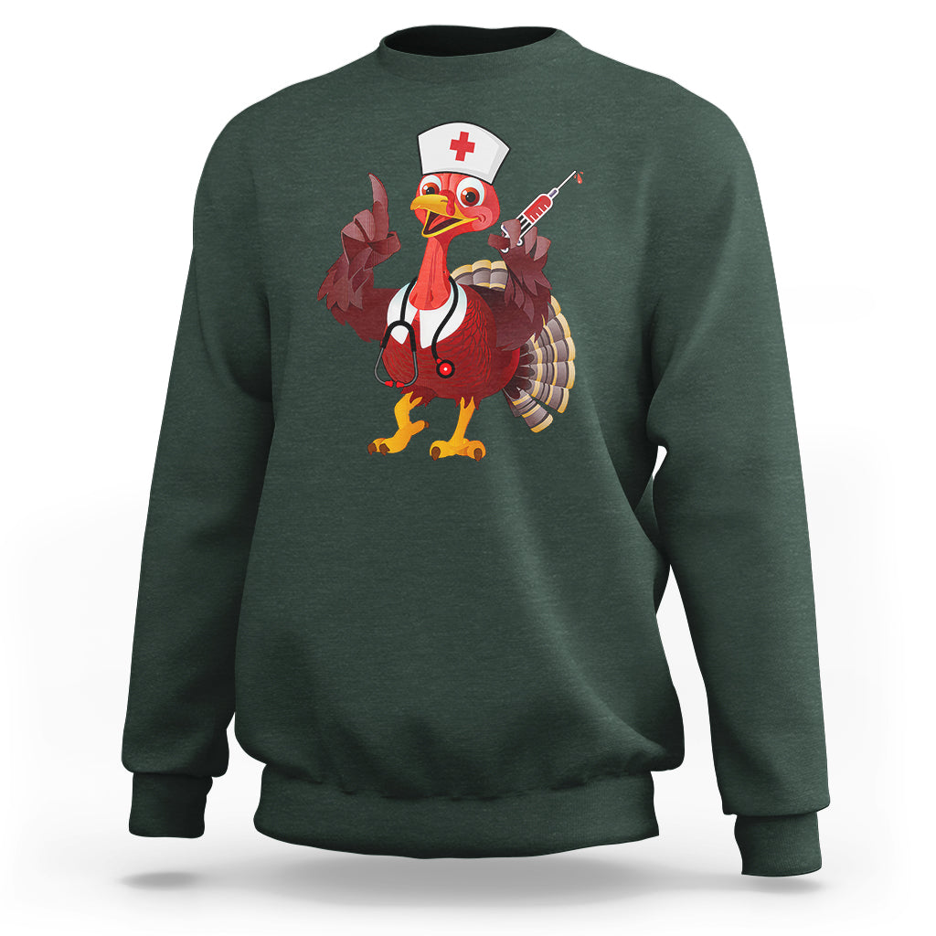Turkey Nurse Thanksgiving Stethoscope Syringe Sweatshirt - Wonder Print Shop