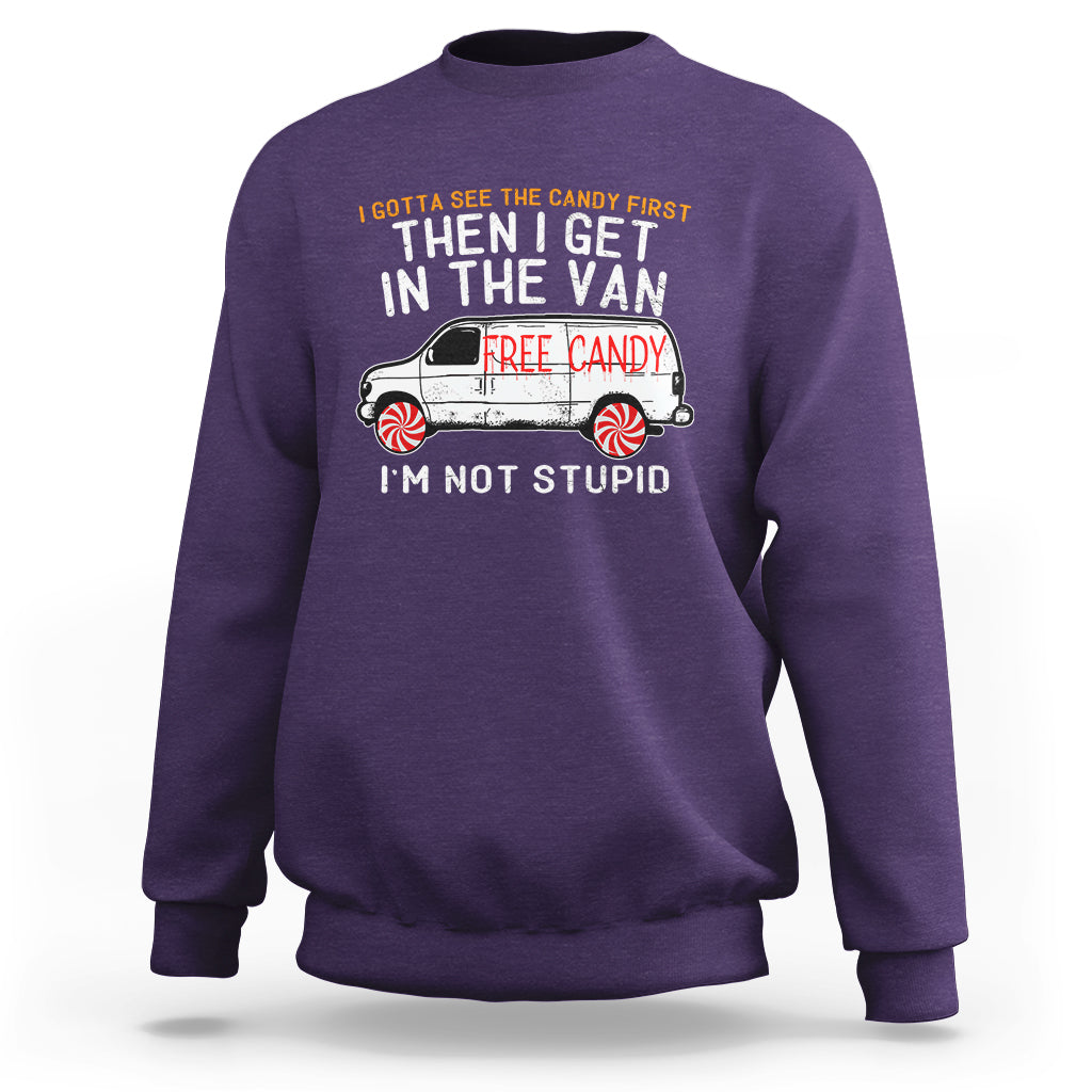 I'm Not Stupid I Gotta See The Candy First Then I Get In The Van Funny Sweatshirt - Wonder Print Shop