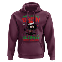 Christmas Harris Walz Hoodie Funny Santa Cat Mind Your Own Damn Business