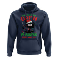 Christmas Harris Walz Hoodie Funny Santa Cat Mind Your Own Damn Business