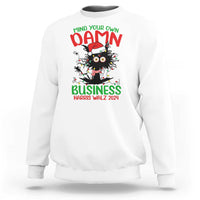 Christmas Harris Walz Sweatshirt Funny Santa Cat Mind Your Own Damn Business - Wonder Print Shop