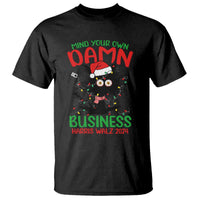 Christmas Harris Walz T Shirt Funny Santa Cat Mind Your Own Damn Business - Wonder Print Shop