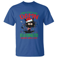 Christmas Harris Walz T Shirt Funny Santa Cat Mind Your Own Damn Business - Wonder Print Shop