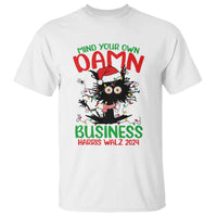 Christmas Harris Walz T Shirt Funny Santa Cat Mind Your Own Damn Business - Wonder Print Shop