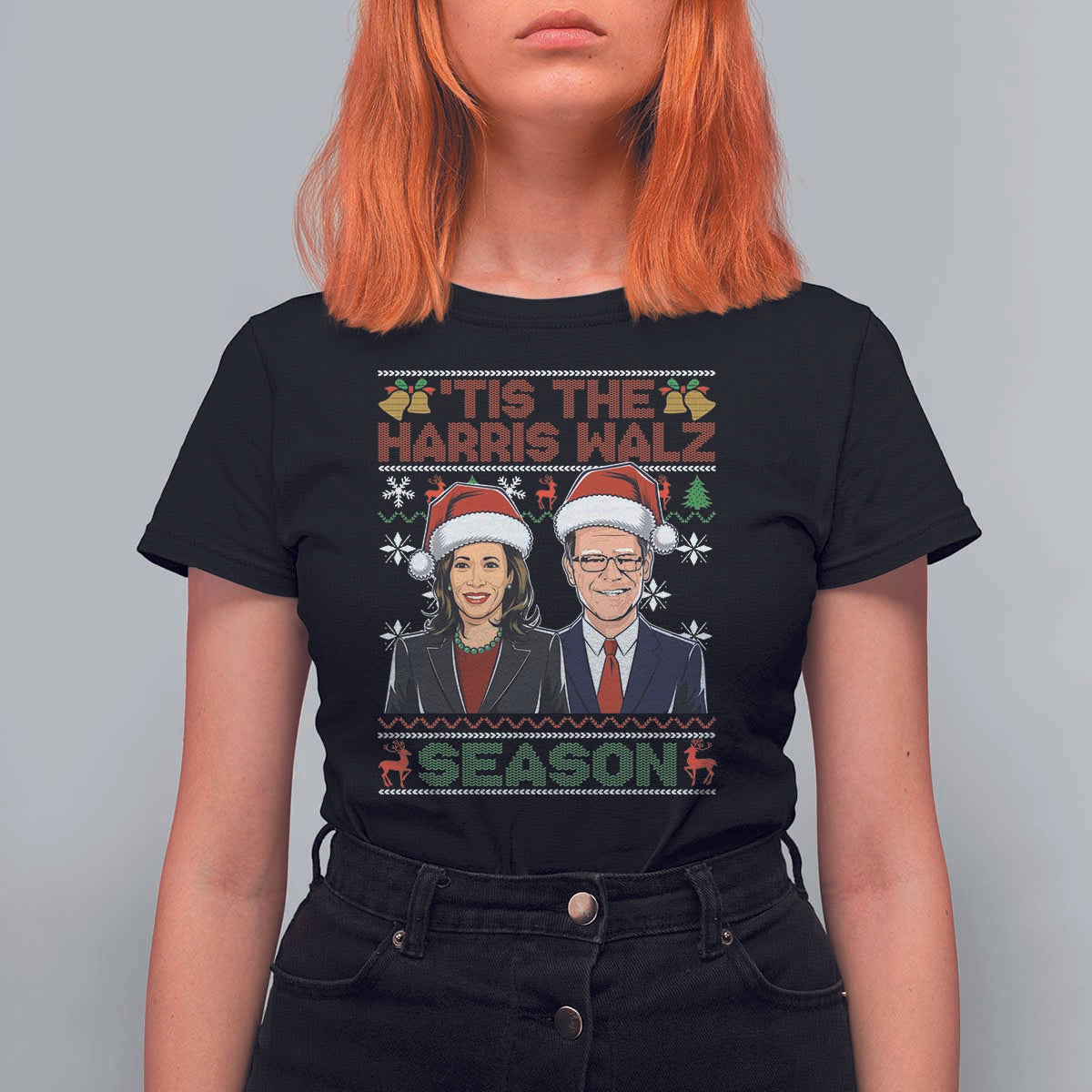 Christmas 'Tis The Harris Walz Season T Shirt For Women - Wonder Print Shop