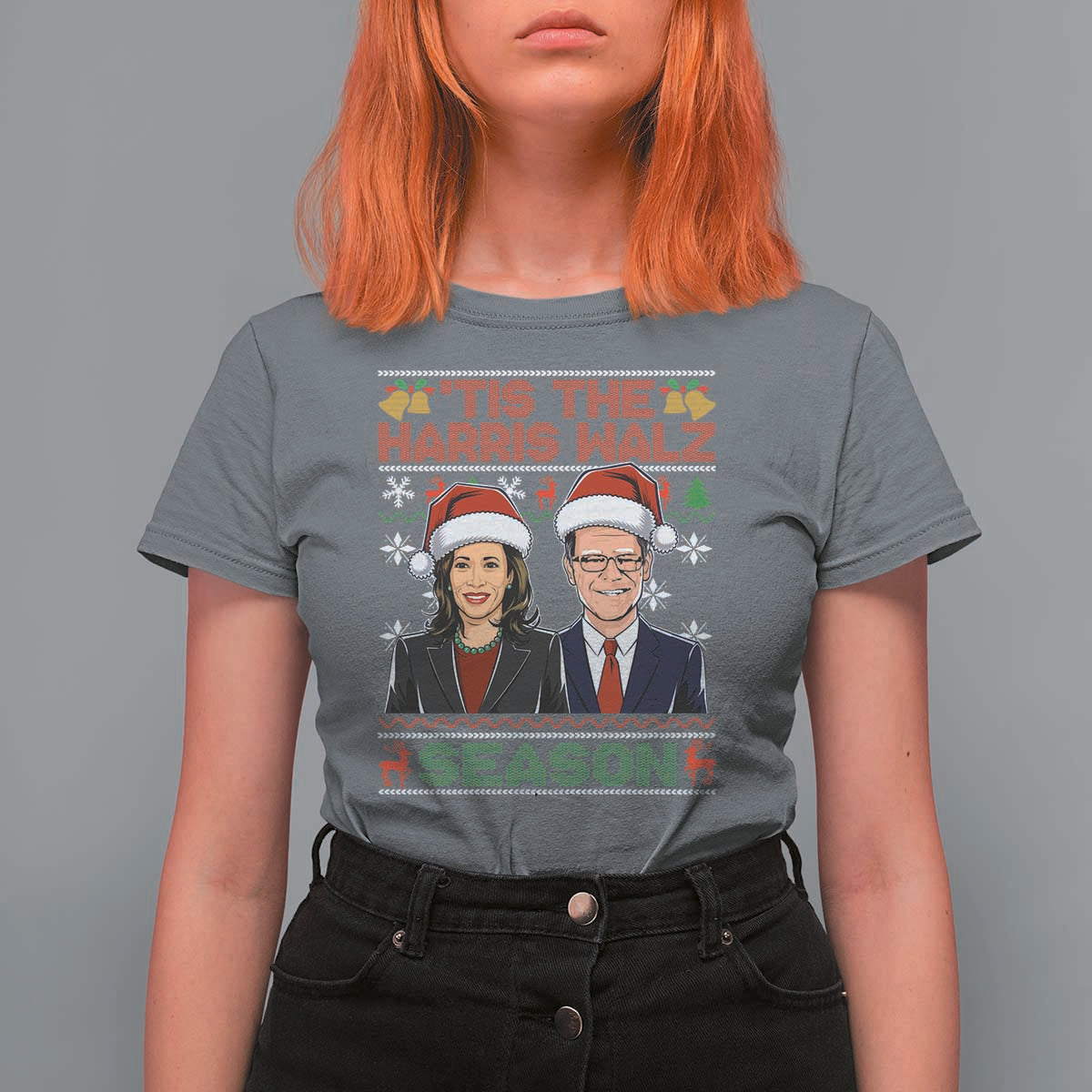Christmas 'Tis The Harris Walz Season T Shirt For Women - Wonder Print Shop