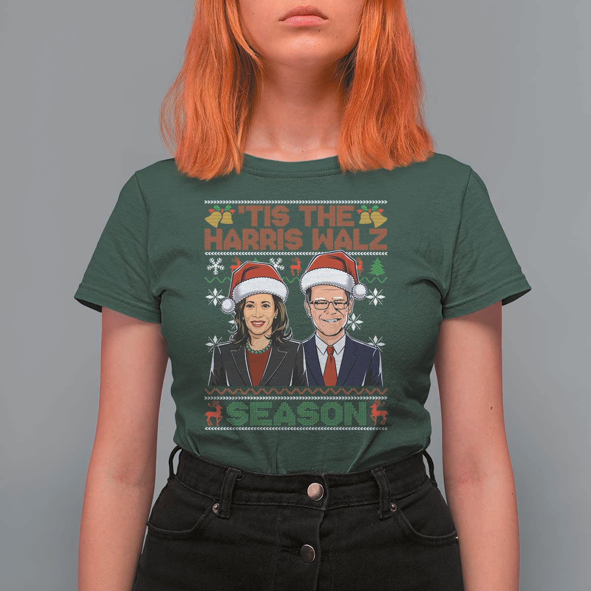 Christmas 'Tis The Harris Walz Season T Shirt For Women - Wonder Print Shop