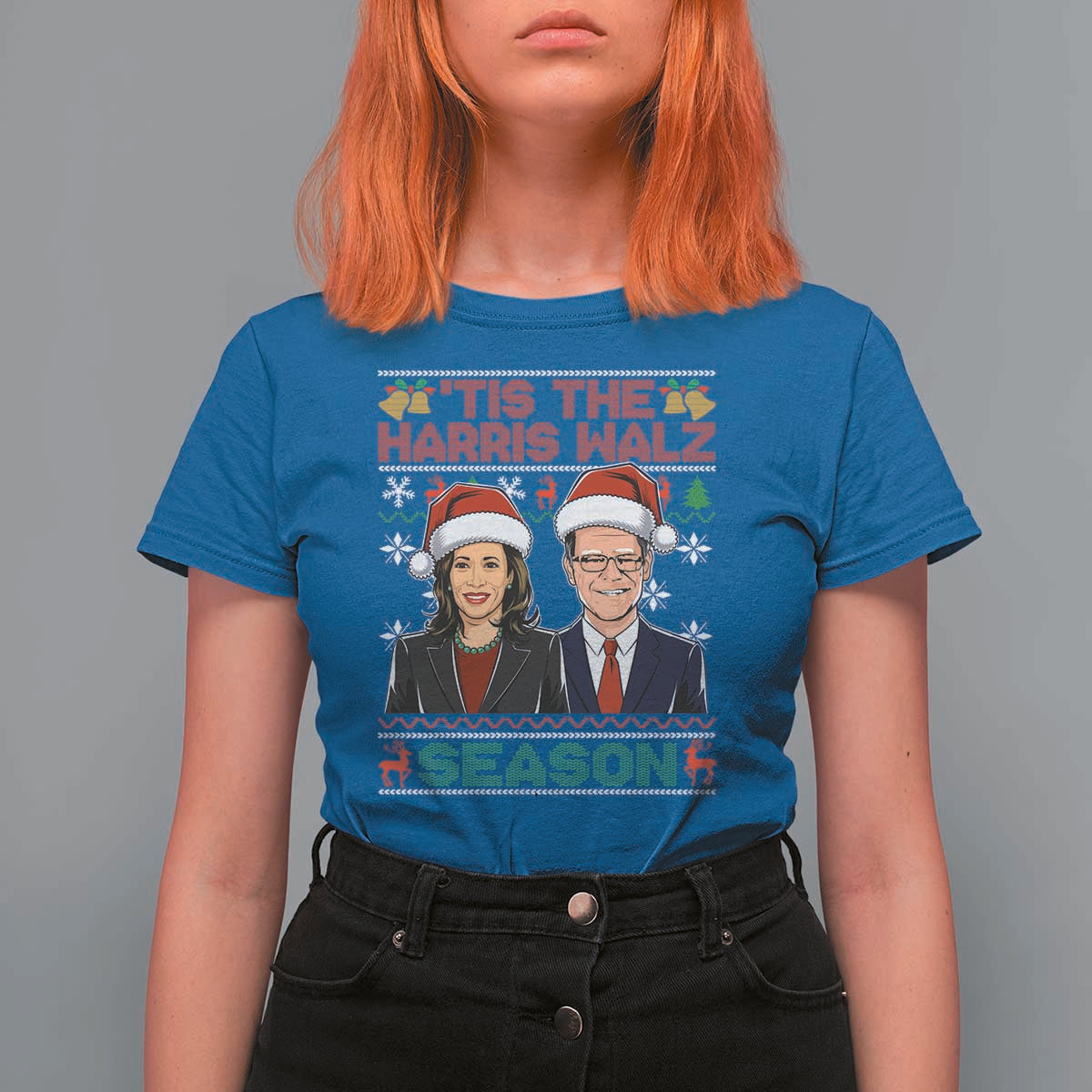 Christmas 'Tis The Harris Walz Season T Shirt For Women - Wonder Print Shop