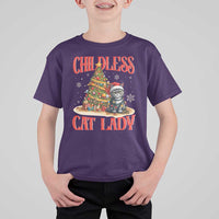 Christmas Childless Cat Lady T Shirt For Kid Funny Cat Christmas Light Tree - Wonder Print Shop