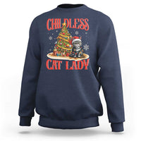 Christmas Childless Cat Lady Sweatshirt Funny Cat Christmas Light Tree - Wonder Print Shop