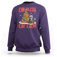 Christmas Childless Cat Lady Sweatshirt Funny Cat Christmas Light Tree - Wonder Print Shop