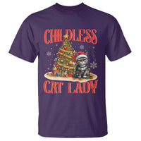 Christmas Childless Cat Lady T Shirt Funny Cat Christmas Light Tree - Wonder Print Shop
