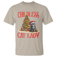 Christmas Childless Cat Lady T Shirt Funny Cat Christmas Light Tree - Wonder Print Shop