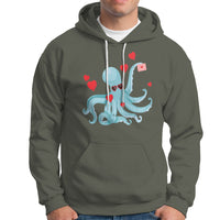 Valentine's Day Hoodie Octopus With Heart Balloons Cute Love Letter - Wonder Print Shop