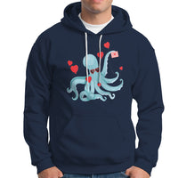 Valentine's Day Hoodie Octopus With Heart Balloons Cute Love Letter - Wonder Print Shop