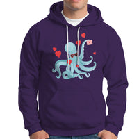 Valentine's Day Hoodie Octopus With Heart Balloons Cute Love Letter - Wonder Print Shop