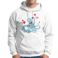 Valentine's Day Hoodie Octopus With Heart Balloons Cute Love Letter - Wonder Print Shop