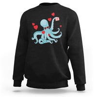 Valentine's Day Sweatshirt Octopus With Heart Balloons Cute Love Letter - Wonder Print Shop