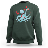 Valentine's Day Sweatshirt Octopus With Heart Balloons Cute Love Letter - Wonder Print Shop