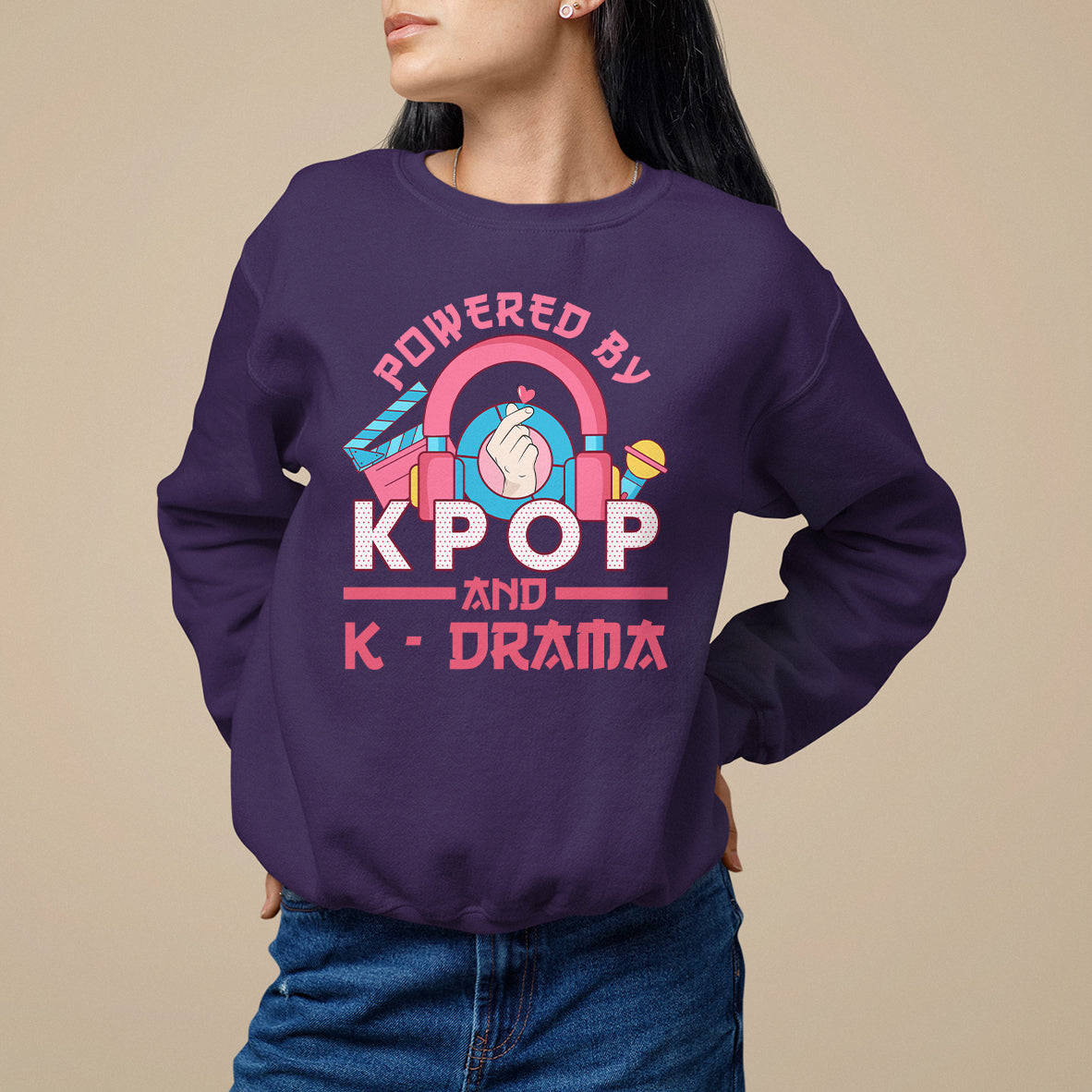 Powered by K-pop and K-Drama Korena Lover Sweatshirt - Wonder Print Shop