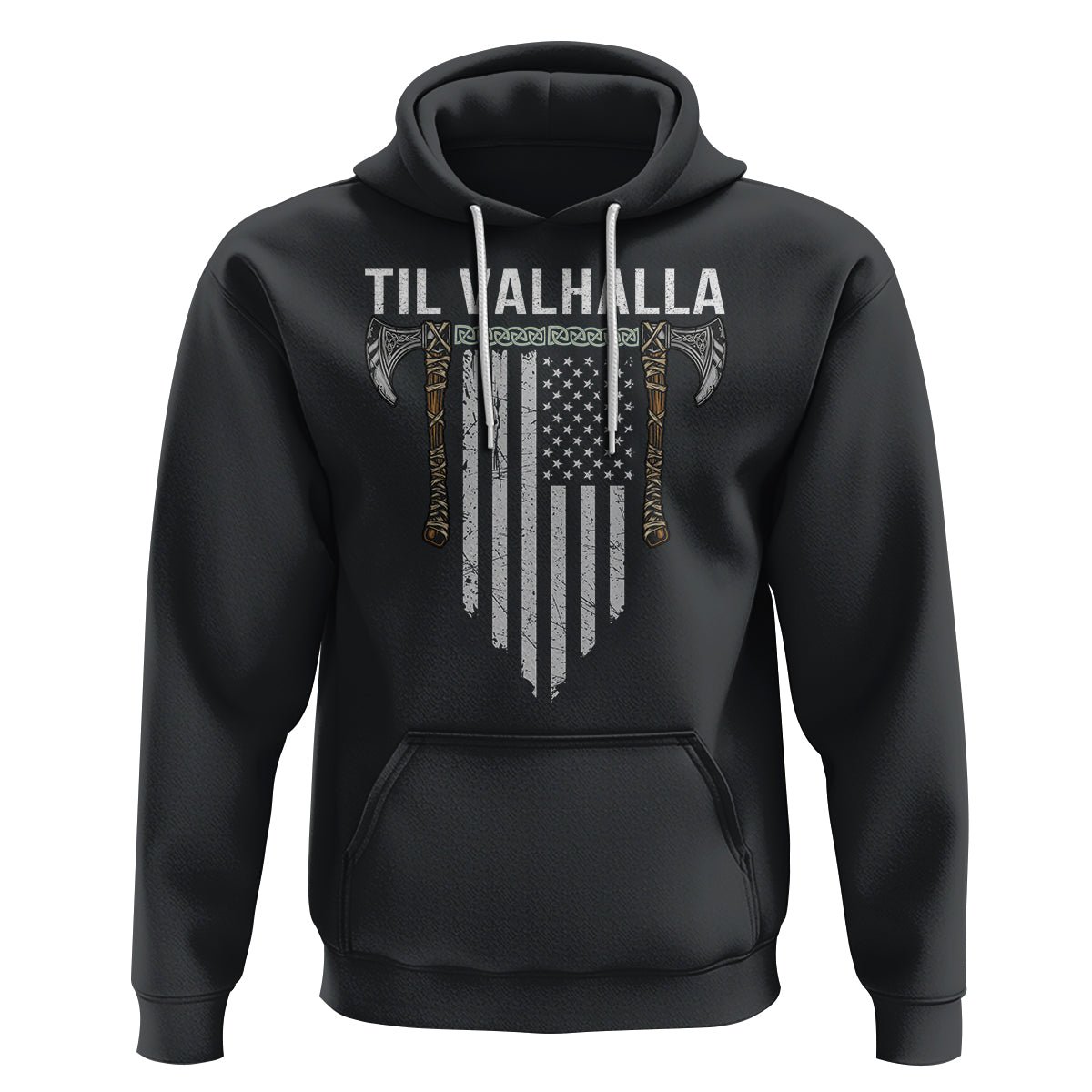 Viking Hoodie Til Valhalla American Axe Flag Norse Mythology - Wonder Print Shop