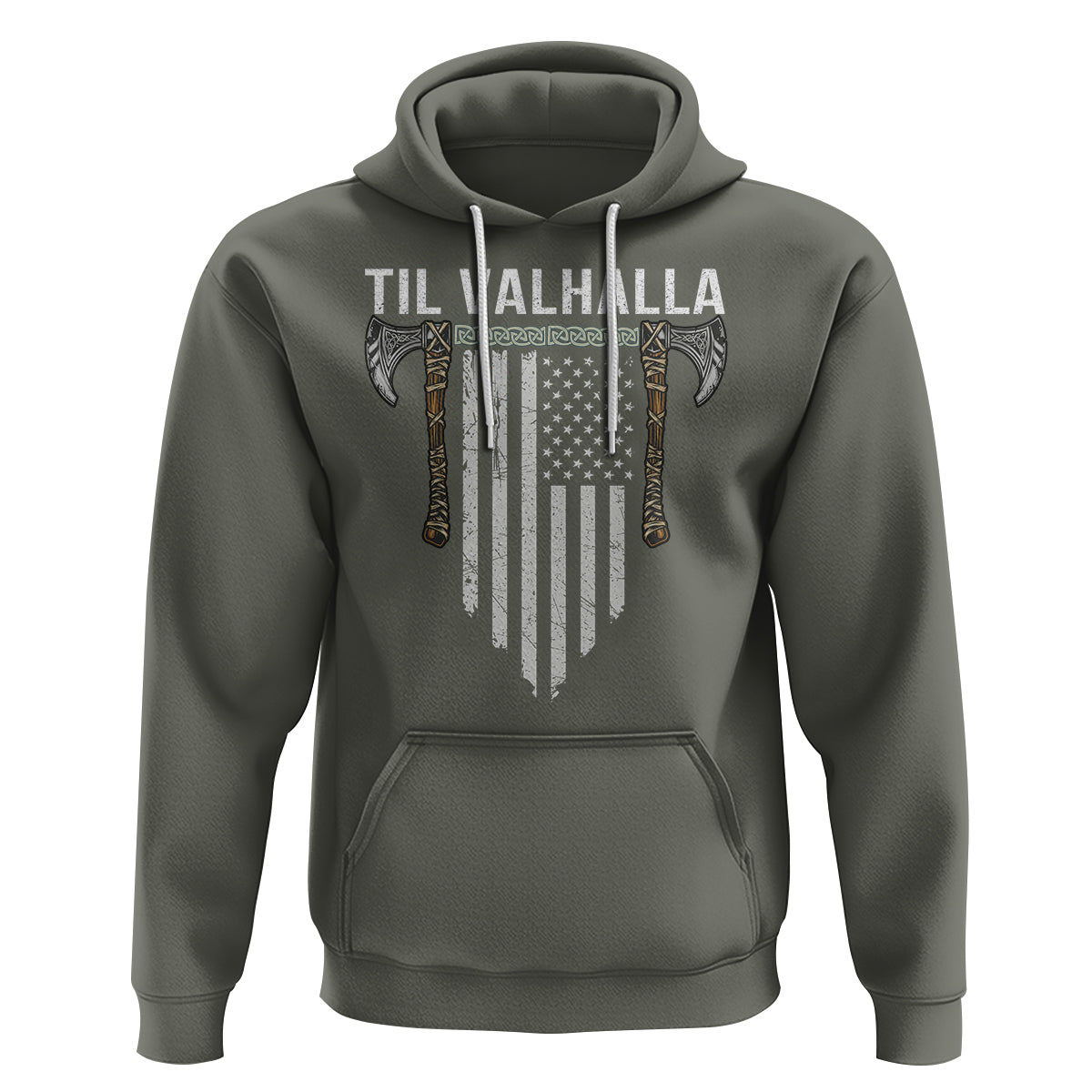 Viking Hoodie Til Valhalla American Axe Flag Norse Mythology - Wonder Print Shop