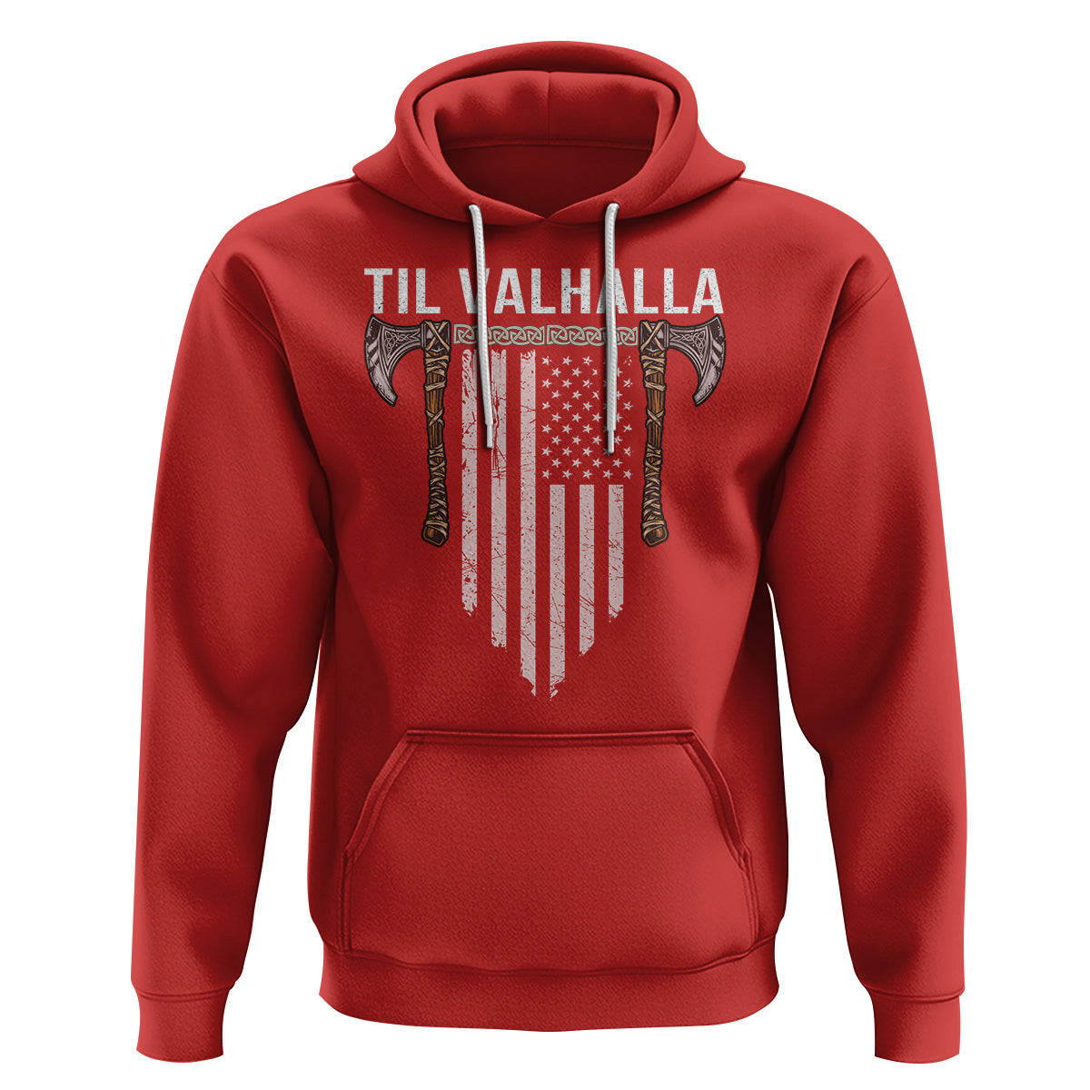 Viking Hoodie Til Valhalla American Axe Flag Norse Mythology - Wonder Print Shop
