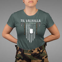 Viking T Shirt Til Valhalla American Axe Flag Norse Mythology - Wonder Print Shop