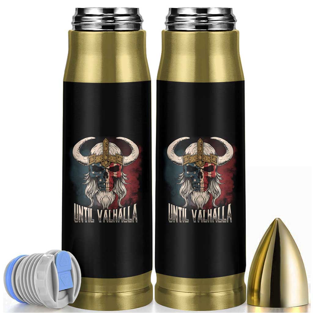 Viking Bullet Tumbler Until Valhalla US Flag Vintage Mythology