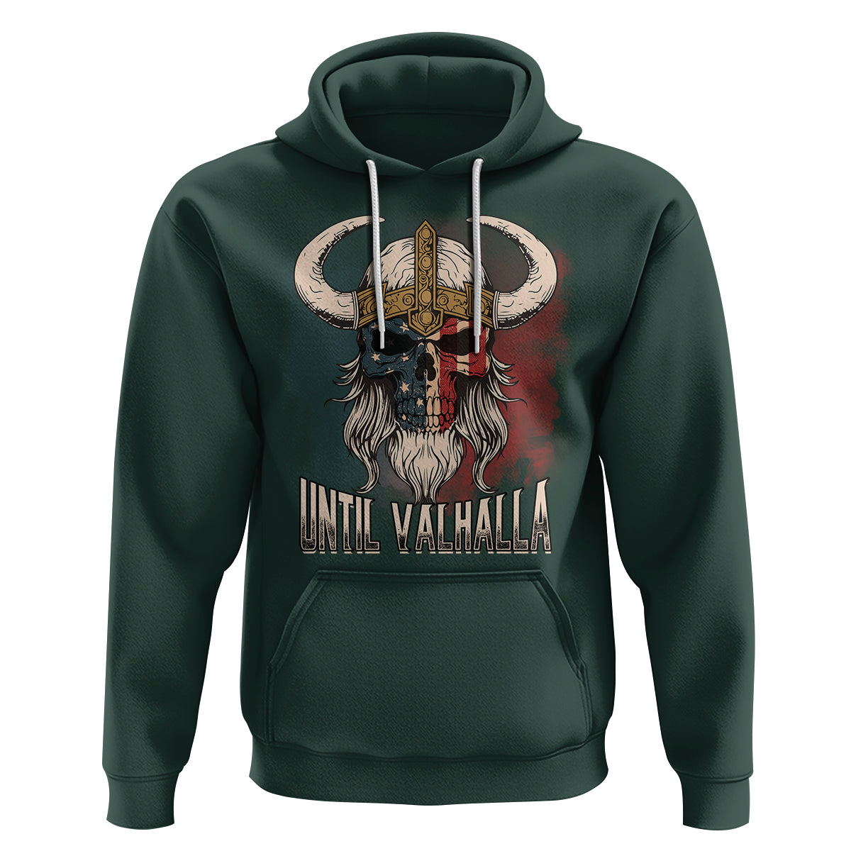 Viking Hoodie Until Valhalla US Flag Vintage Mythology - Wonder Print Shop