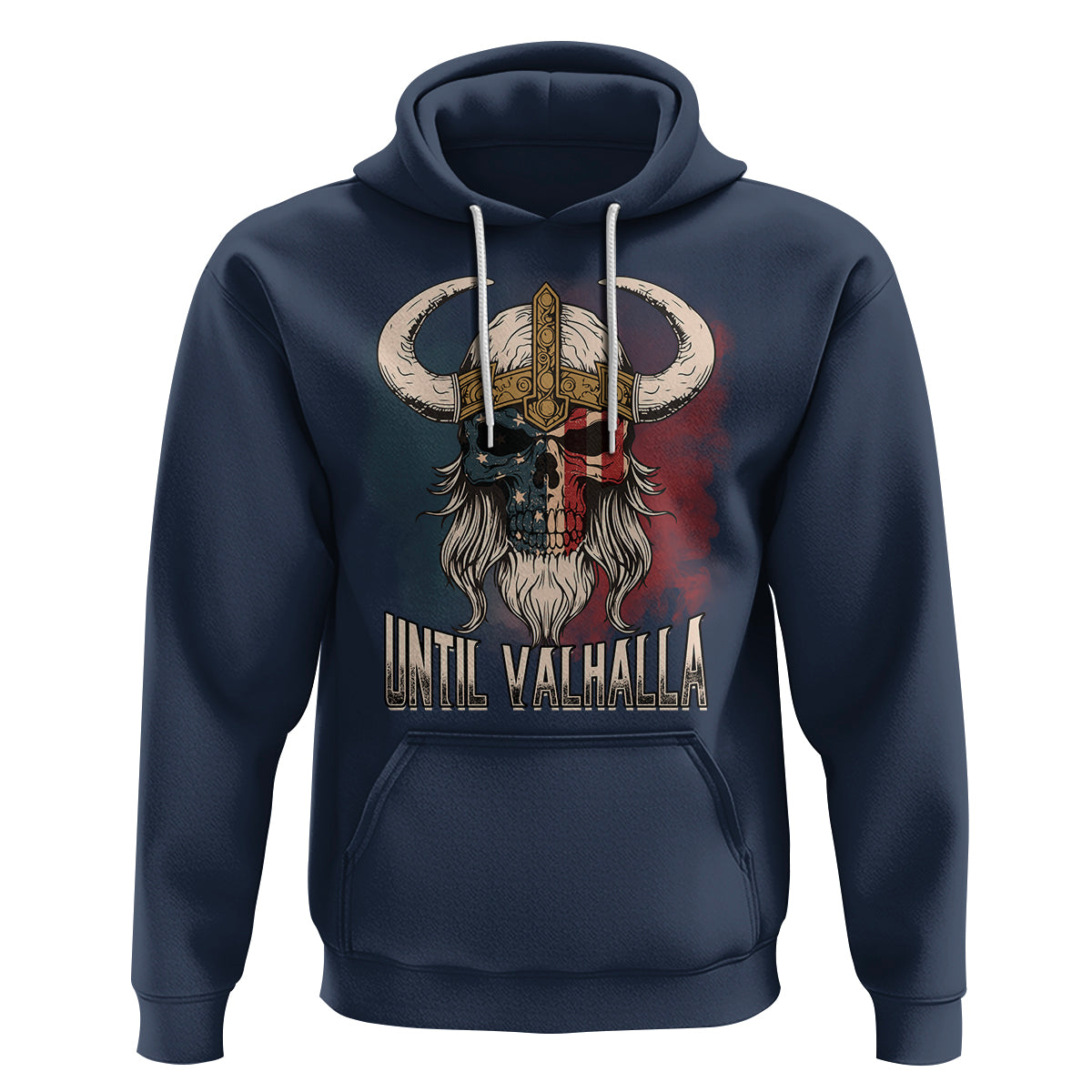 Viking Hoodie Until Valhalla US Flag Vintage Mythology - Wonder Print Shop