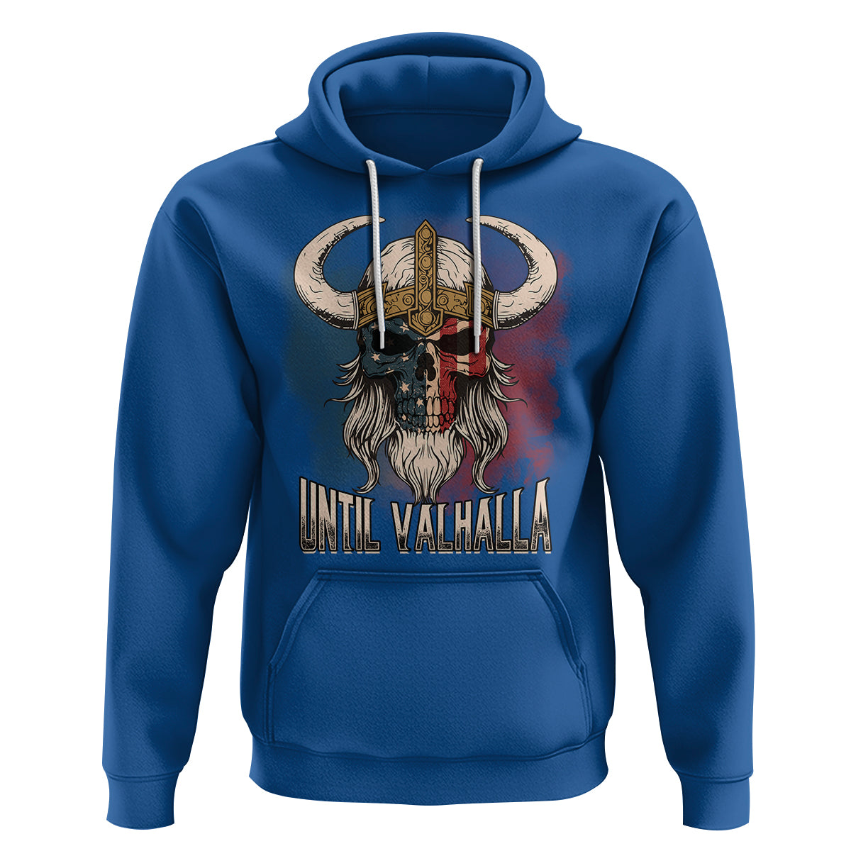 Viking Hoodie Until Valhalla US Flag Vintage Mythology - Wonder Print Shop