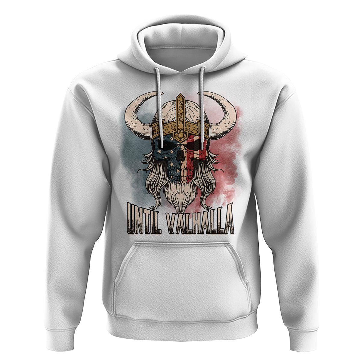 Viking Hoodie Until Valhalla US Flag Vintage Mythology - Wonder Print Shop
