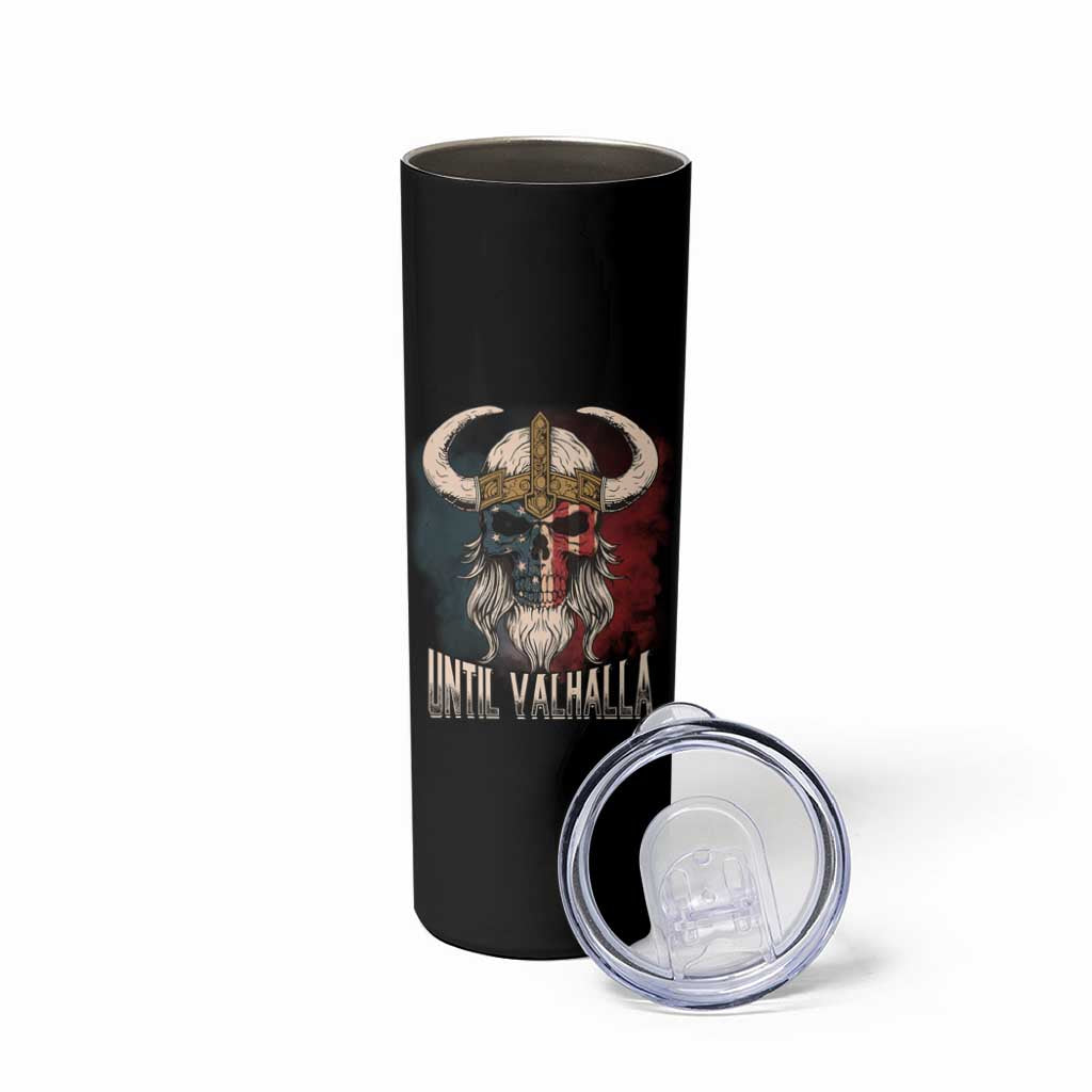 Viking Skinny Tumbler Until Valhalla US Flag Vintage Mythology