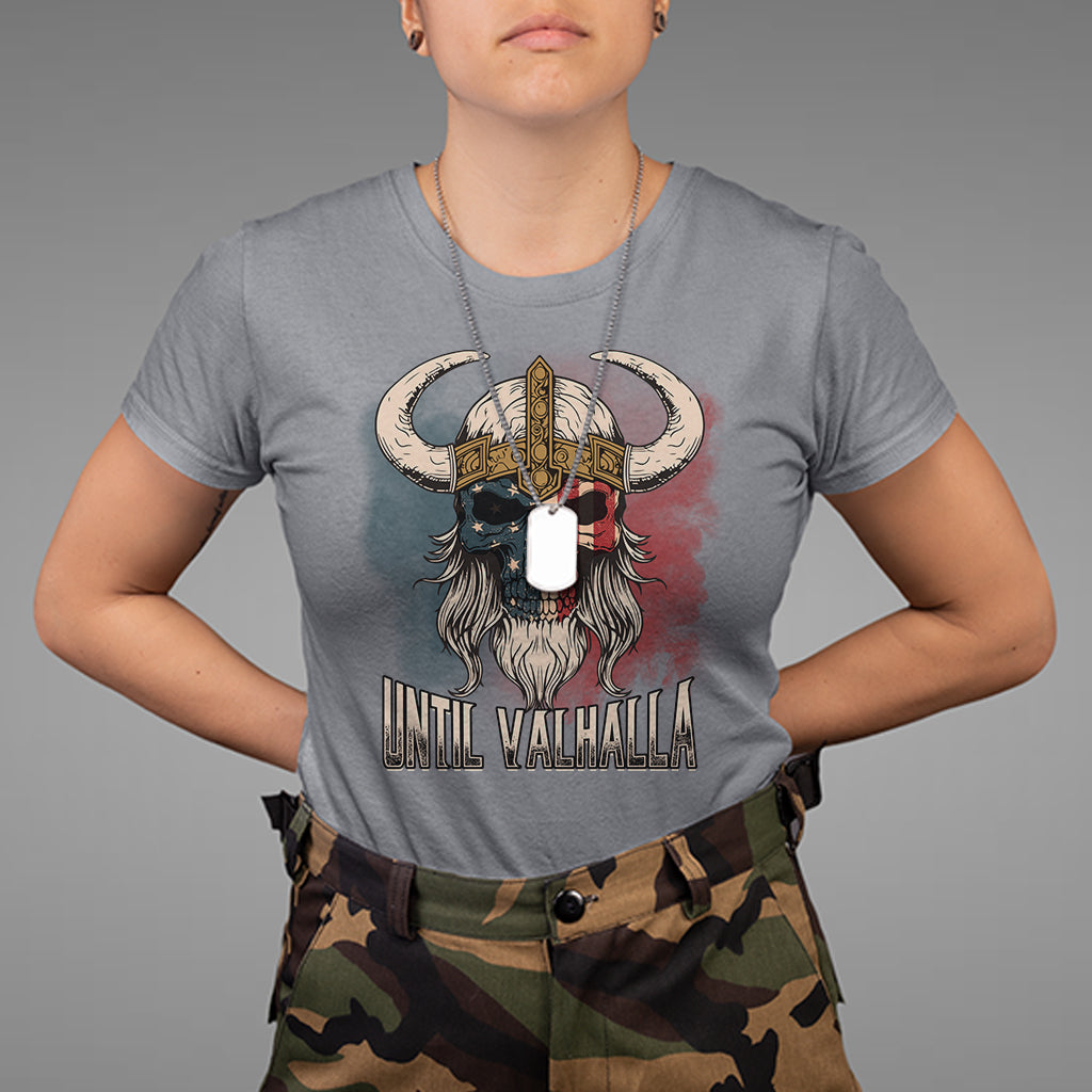 Viking T Shirt Until Valhalla US Flag Vintage Mythology - Wonder Print Shop