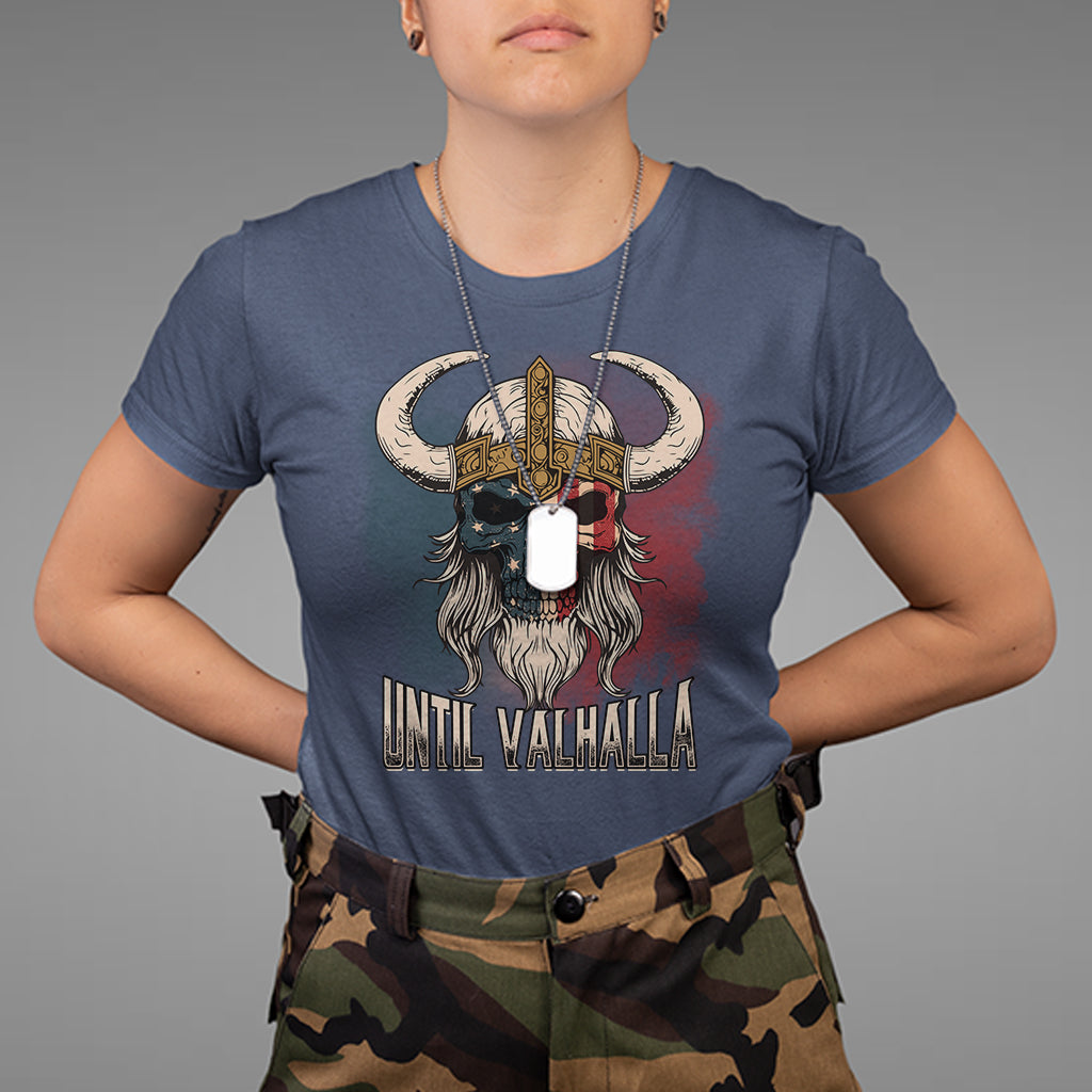 Viking T Shirt Until Valhalla US Flag Vintage Mythology - Wonder Print Shop