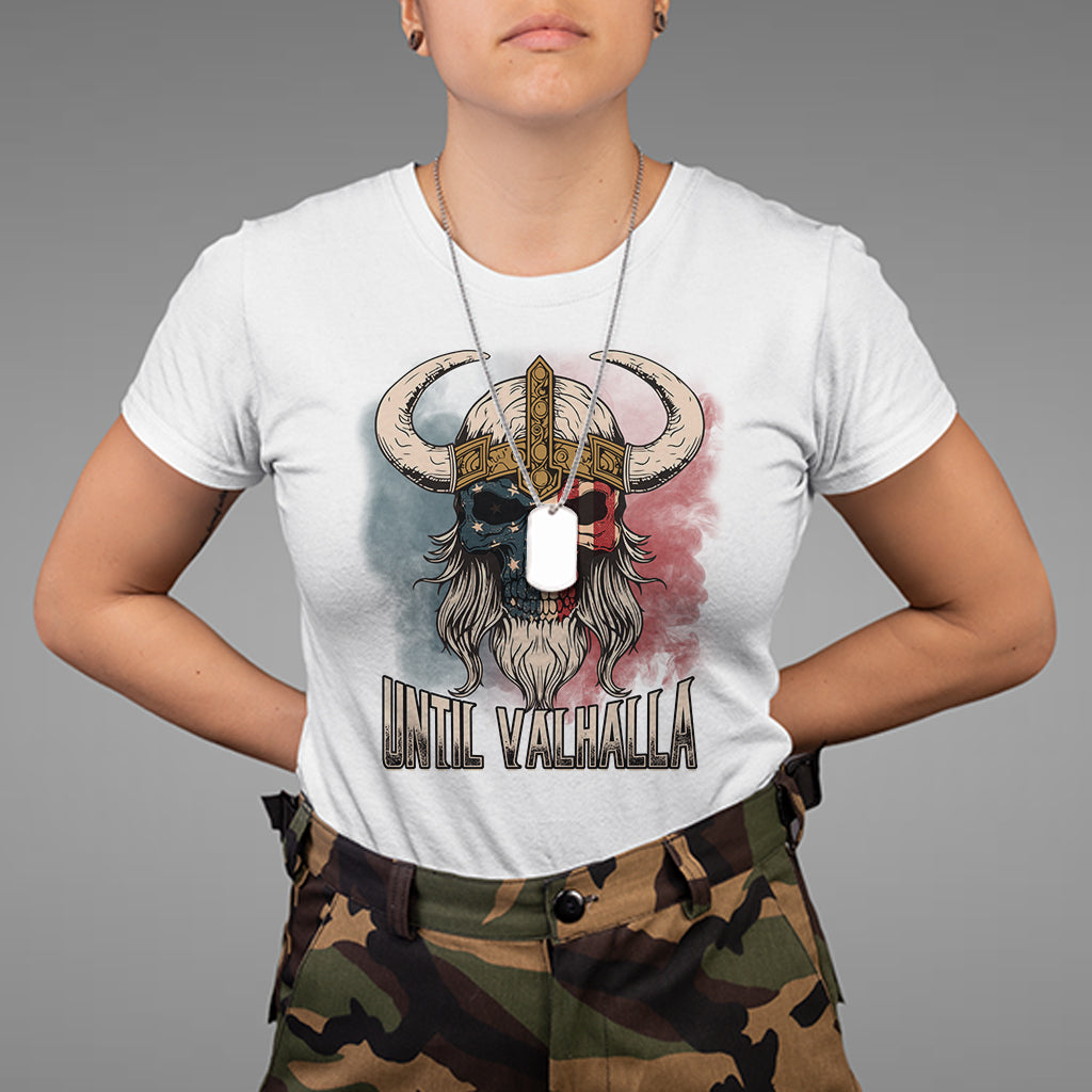 Viking T Shirt Until Valhalla US Flag Vintage Mythology - Wonder Print Shop
