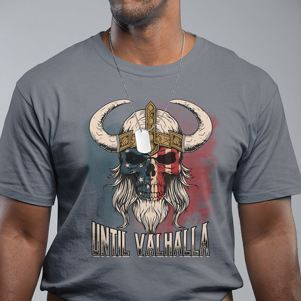 Viking T Shirt Until Valhalla US Flag Vintage Mythology - Wonder Print Shop