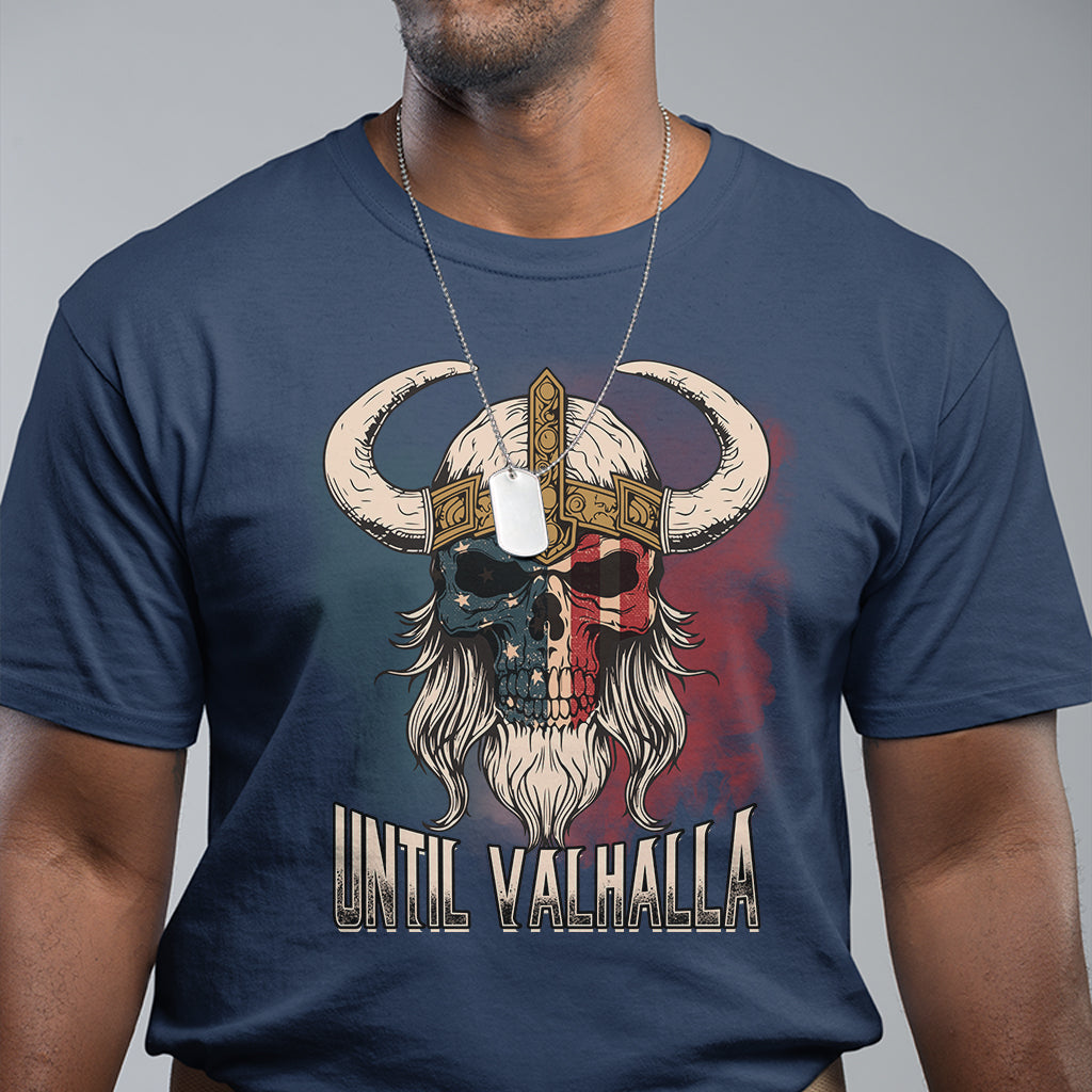 Viking T Shirt Until Valhalla US Flag Vintage Mythology - Wonder Print Shop
