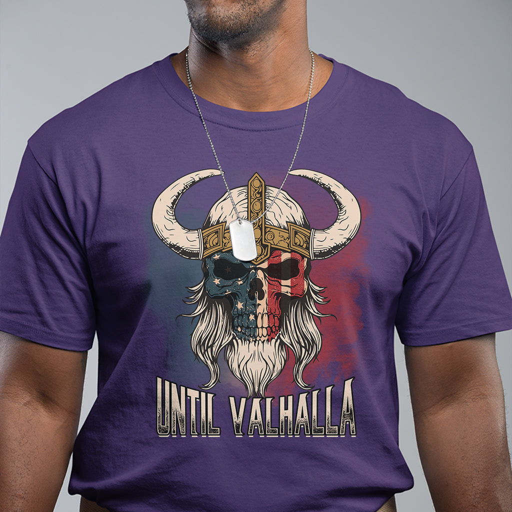 Viking T Shirt Until Valhalla US Flag Vintage Mythology - Wonder Print Shop