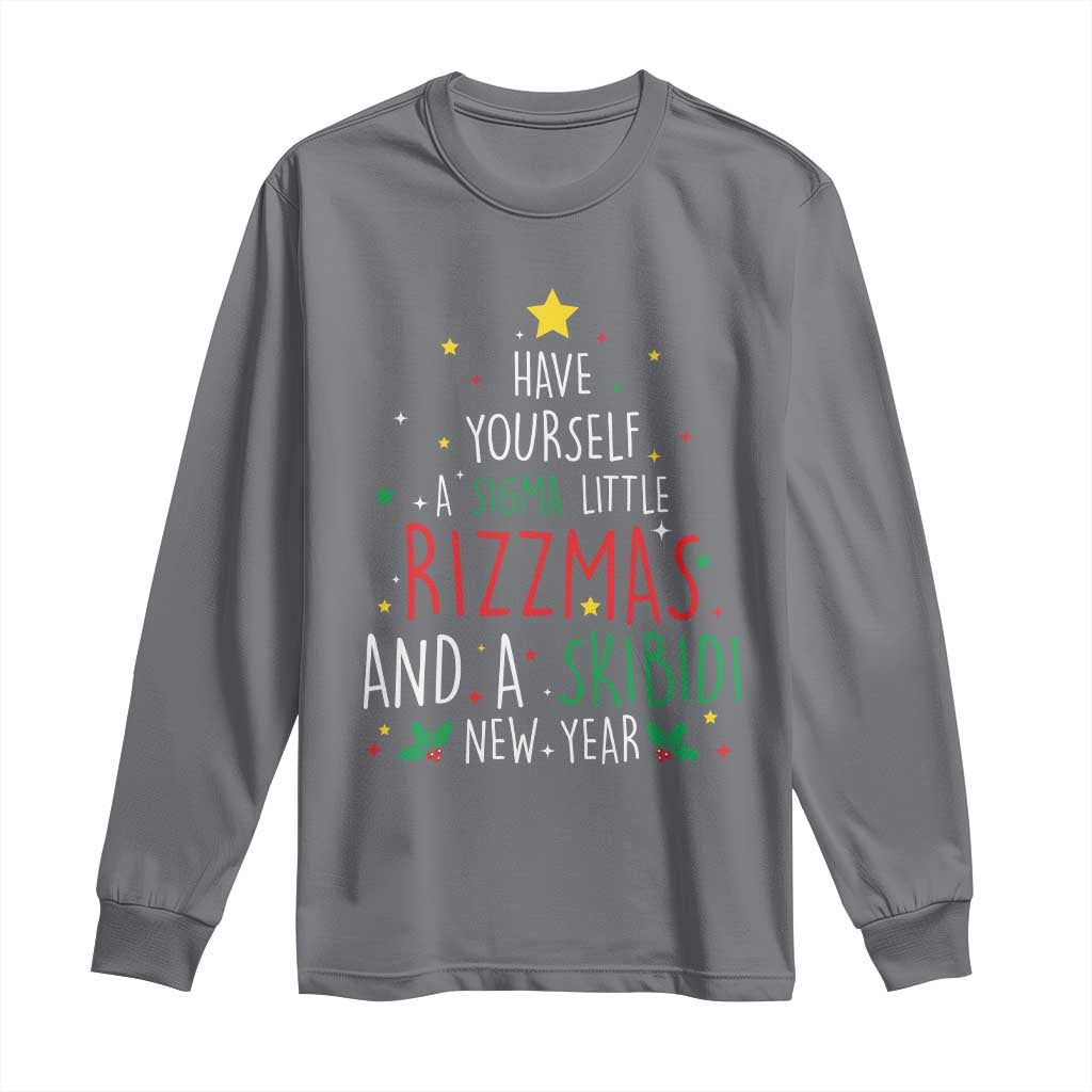 Funny Xmas Long Sleeve Shirt Have Yourself A Sigma Little Rizzmas And A Skibidi New Year