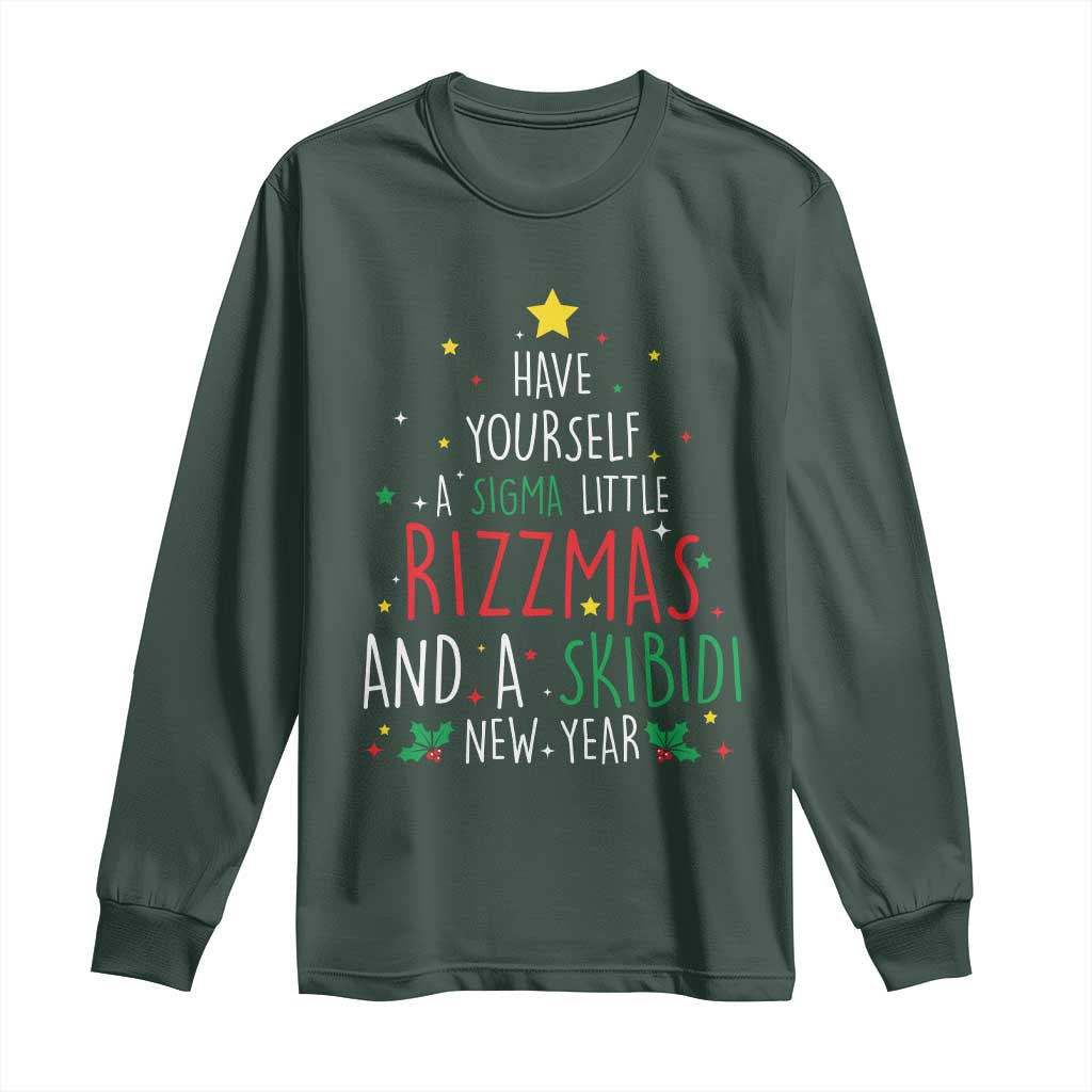 Funny Xmas Long Sleeve Shirt Have Yourself A Sigma Little Rizzmas And A Skibidi New Year