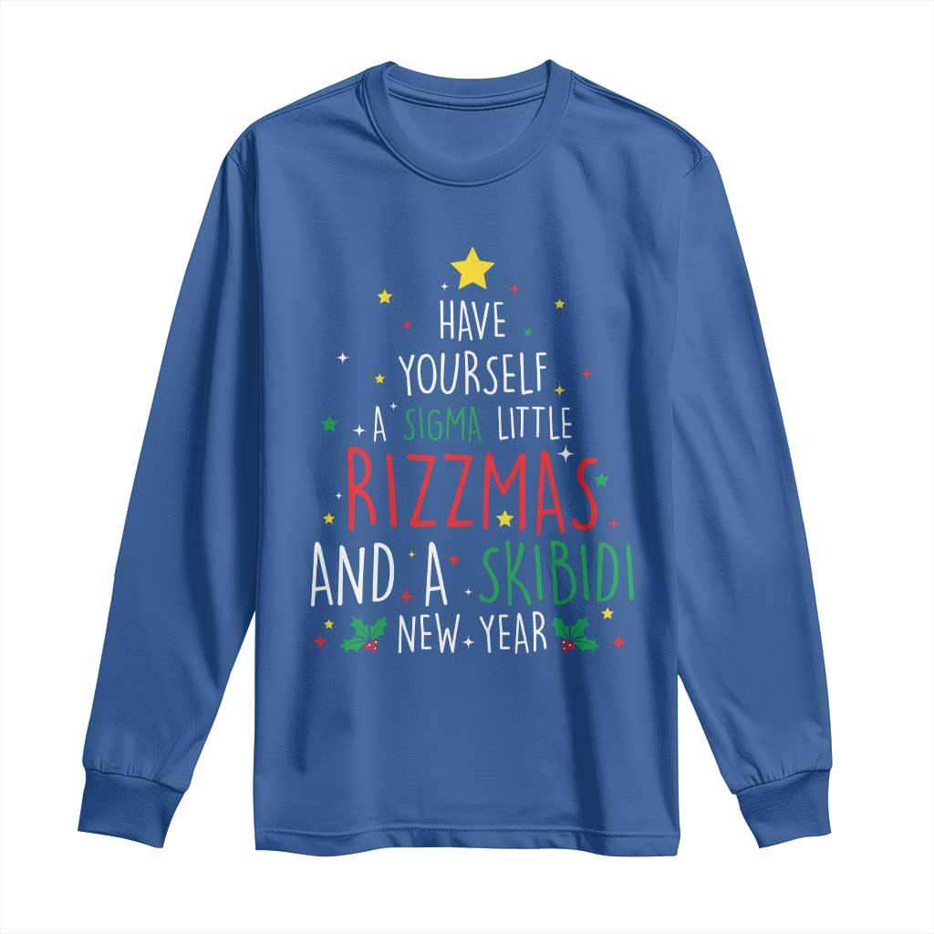 Funny Xmas Long Sleeve Shirt Have Yourself A Sigma Little Rizzmas And A Skibidi New Year