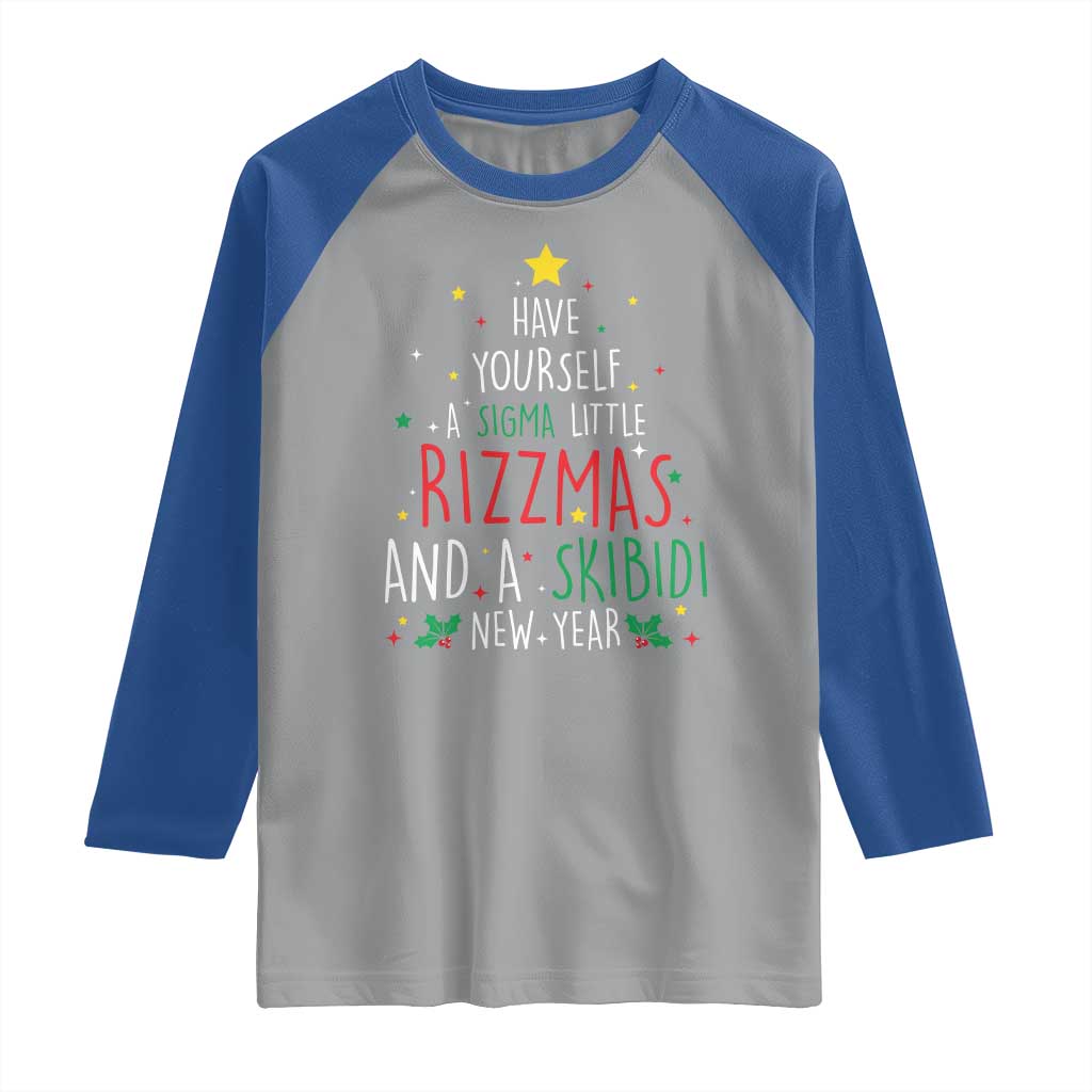 Funny Xmas Raglan Shirt Have Yourself A Sigma Little Rizzmas And A Skibidi New Year